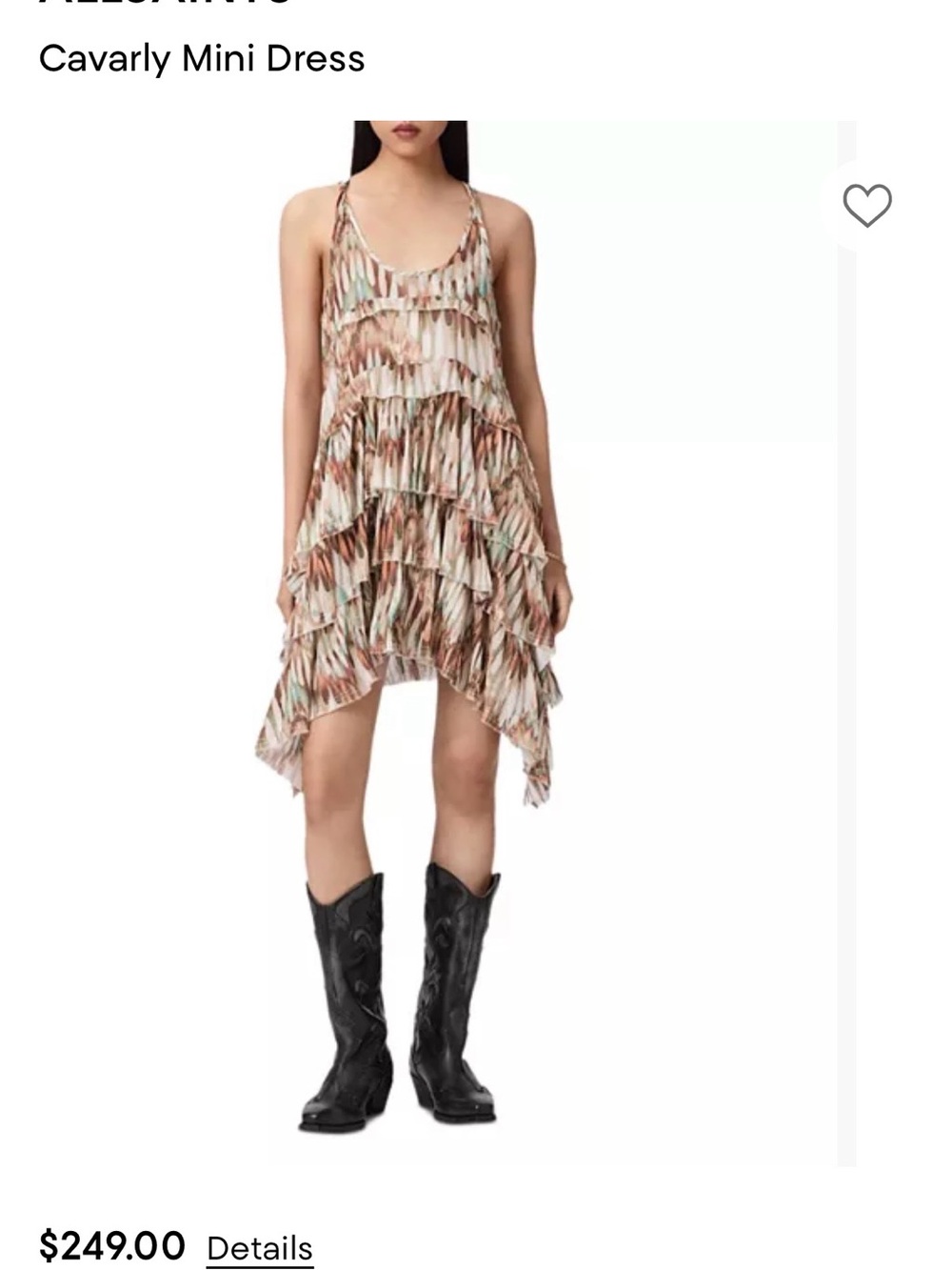 AllSaints Cavarly Ruffled Mini Dress in Neutral Multi-Tone size 2 NWTS